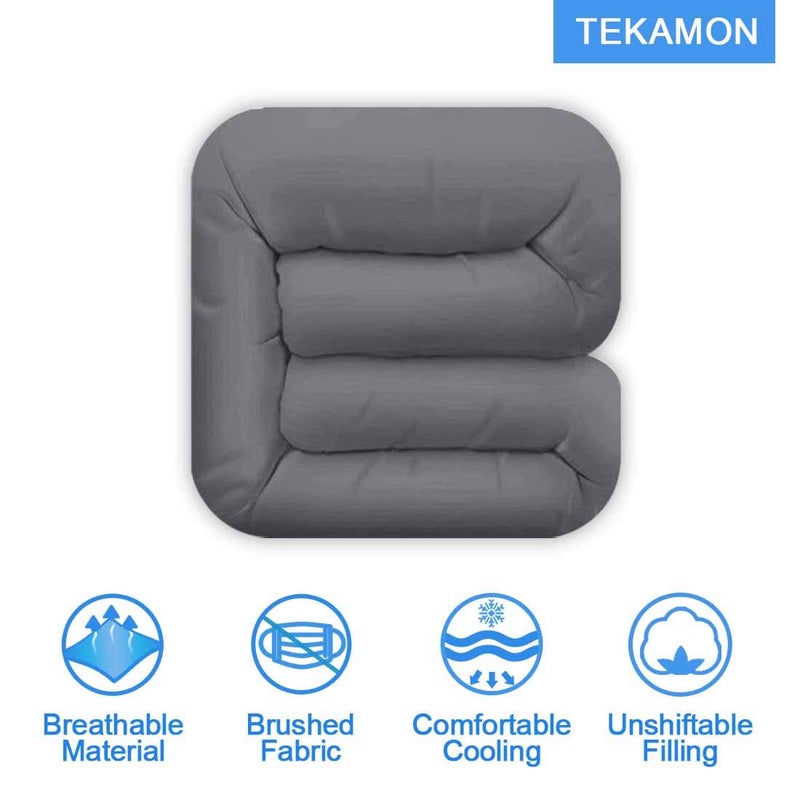 TEKAMON All Season Oversized King Comforter Winter Warm Summer Soft Quilted Down Alternative Duvet Insert Corner Tabs, Machine Washable Luxury Fluffy Reversible Collection for Hotel,Charcoal Grey - Image 2